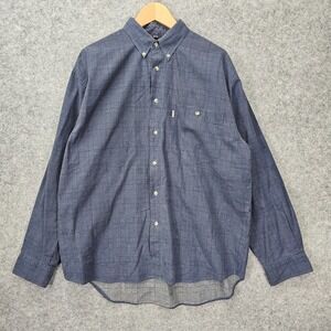 Vintage 90s TOM TAILOR Shirt Mens L Blue Prince of Wales Check Button Down‎ Boxy